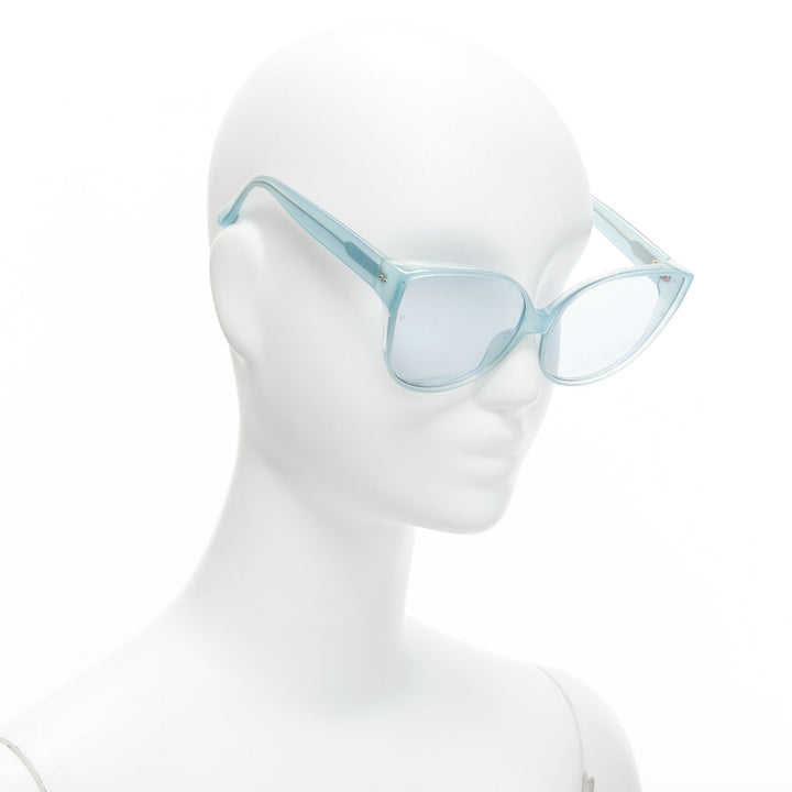 LINDA FARROW LFL656/9 blue acetate clear lens oversized sunglasses