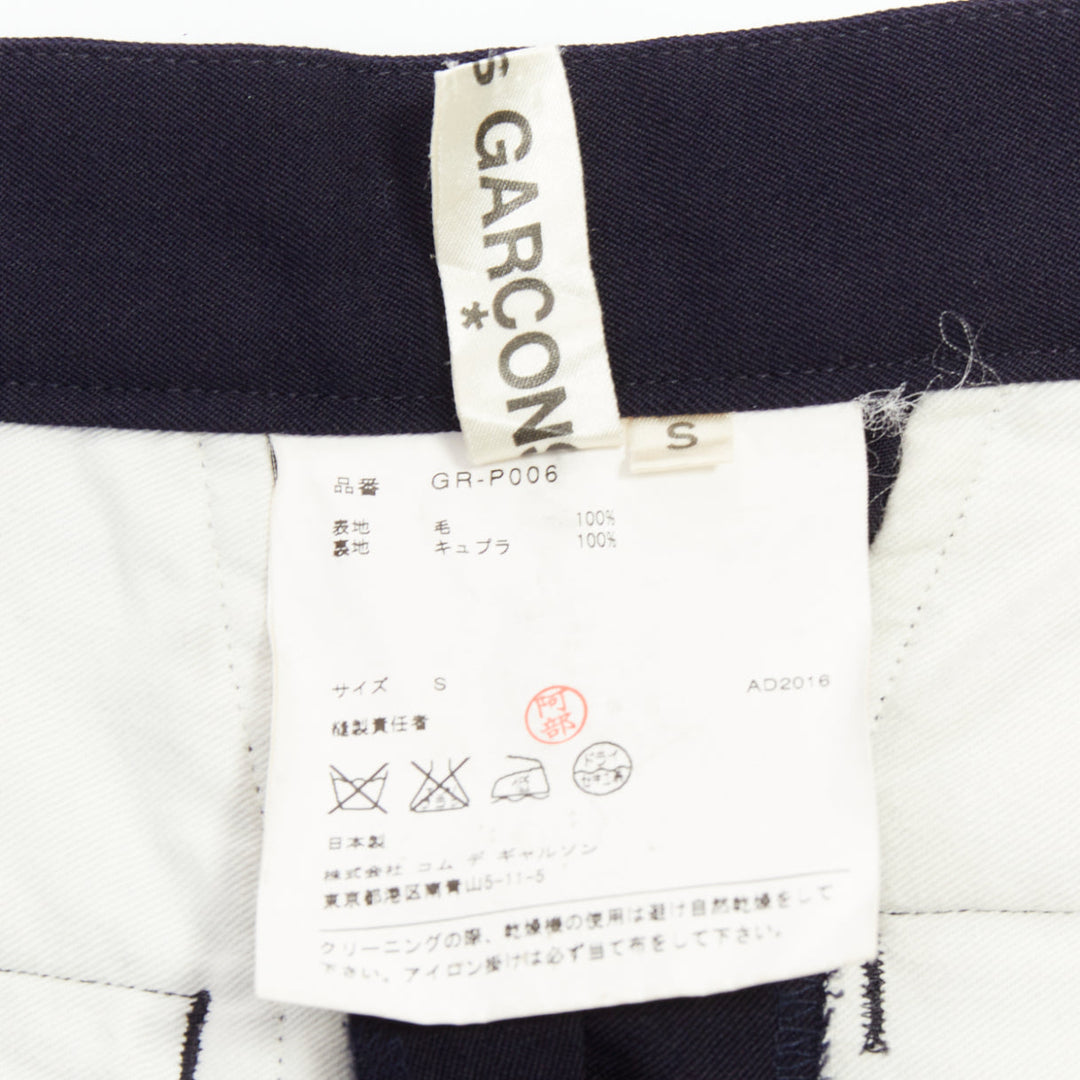 COMME DES GARCONS 2016 navy wool balloon cropped trousers S