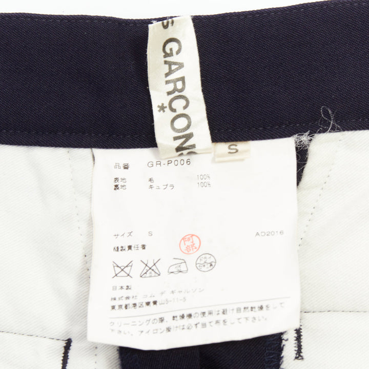 COMME DES GARCONS 2016 navy wool balloon cropped trousers S