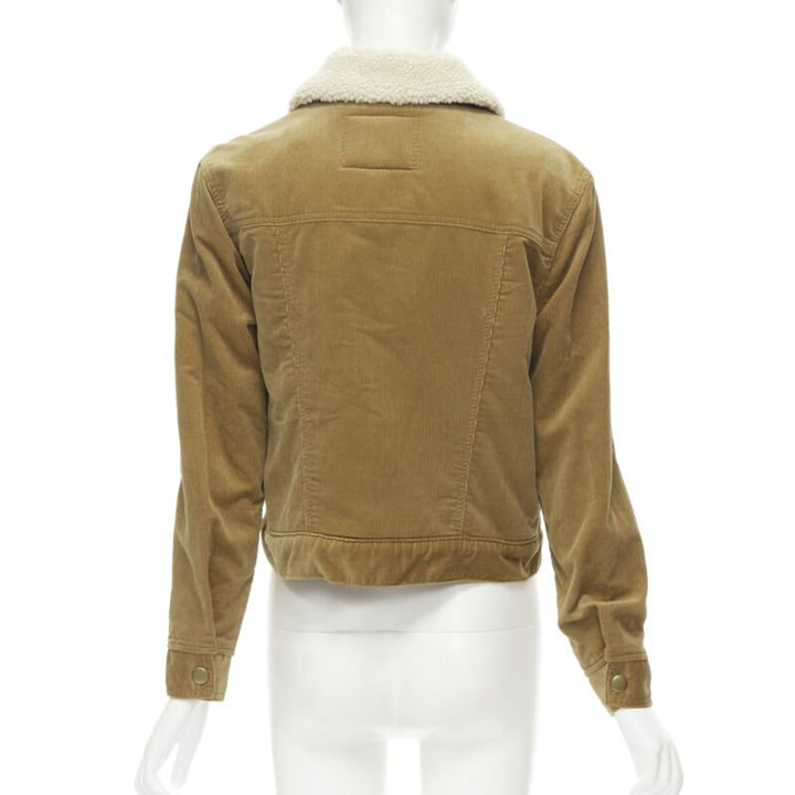 MARC JACOBS brown corduroy faux shearling lined trucker jacket XS