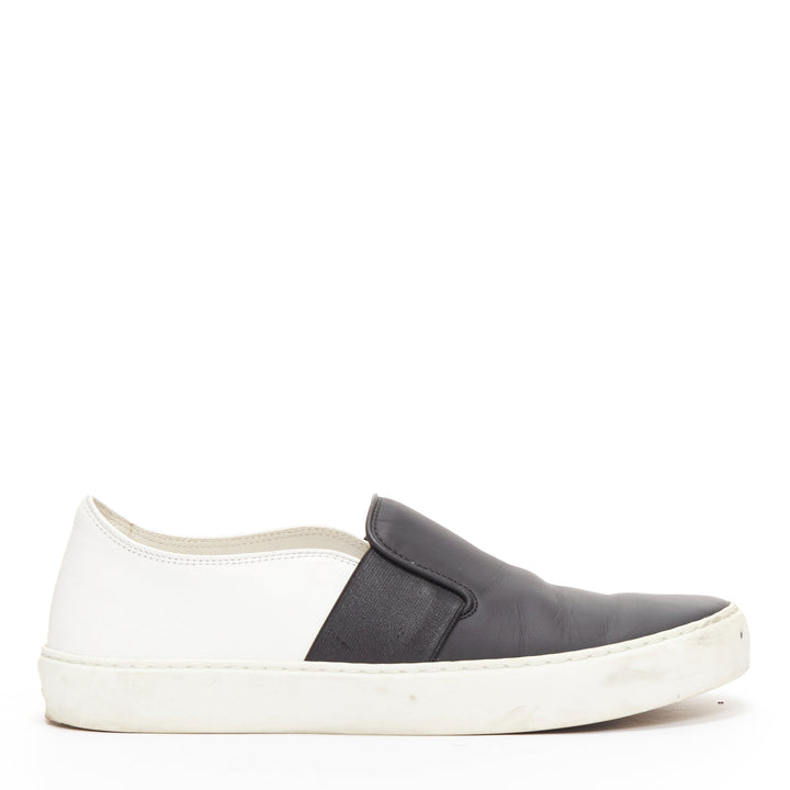 CHANEL black white leather CC logo back minimal classic skates sneakers EU36