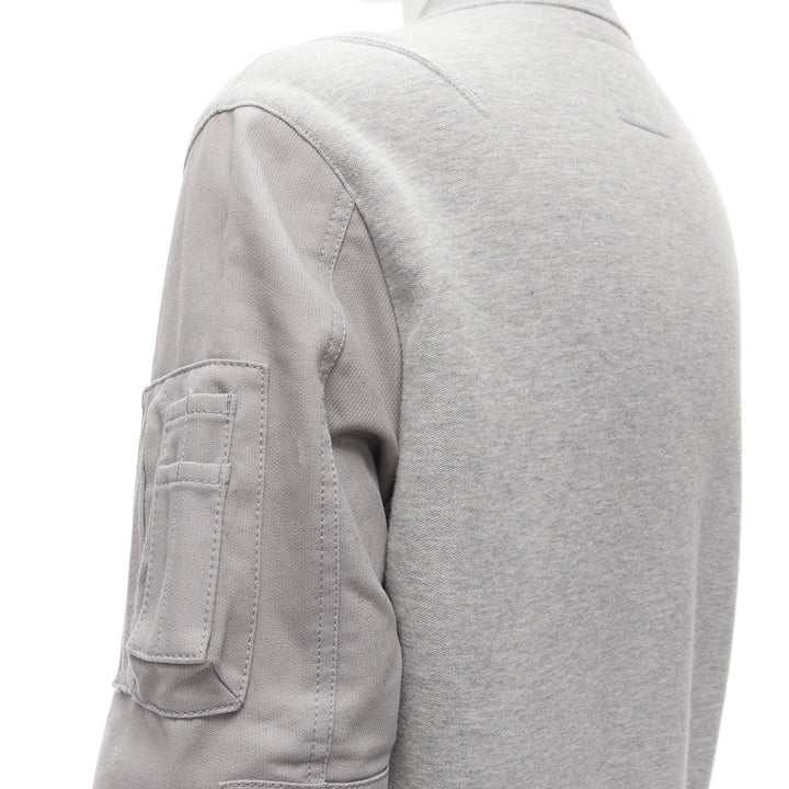 SACAI grey jersey contrast sleeves casual bomber jacket JP2 M