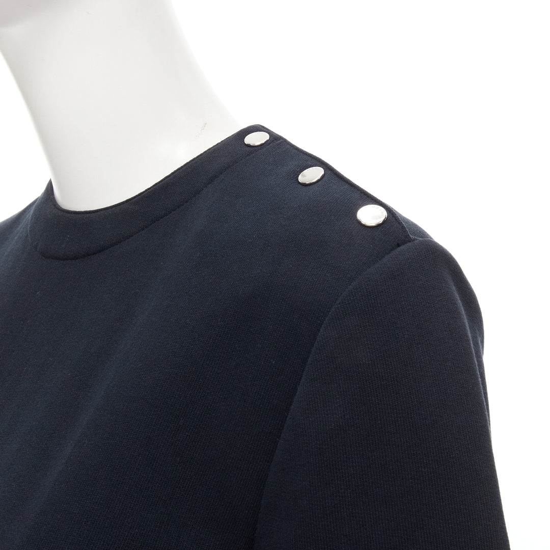 MARNI black cotton grey cuff silver snap button detail casual dress UK12 M