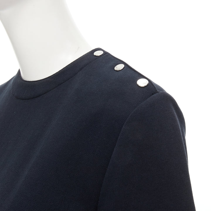 MARNI black cotton grey cuff silver snap button detail casual dress UK12 M