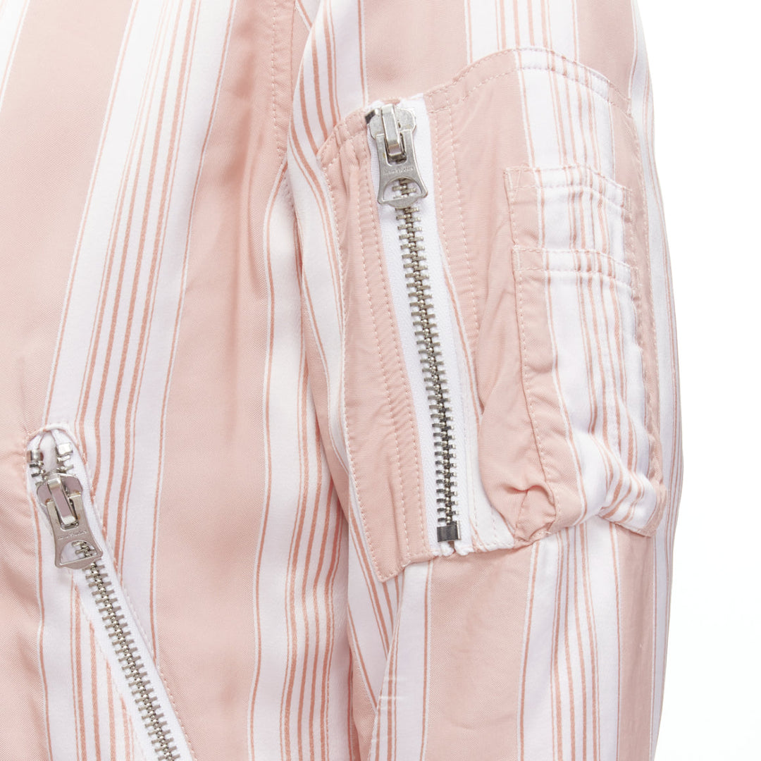 ACNE STUDIOS Varden 2016 pink white striped padded bomber jacket FR34 XS