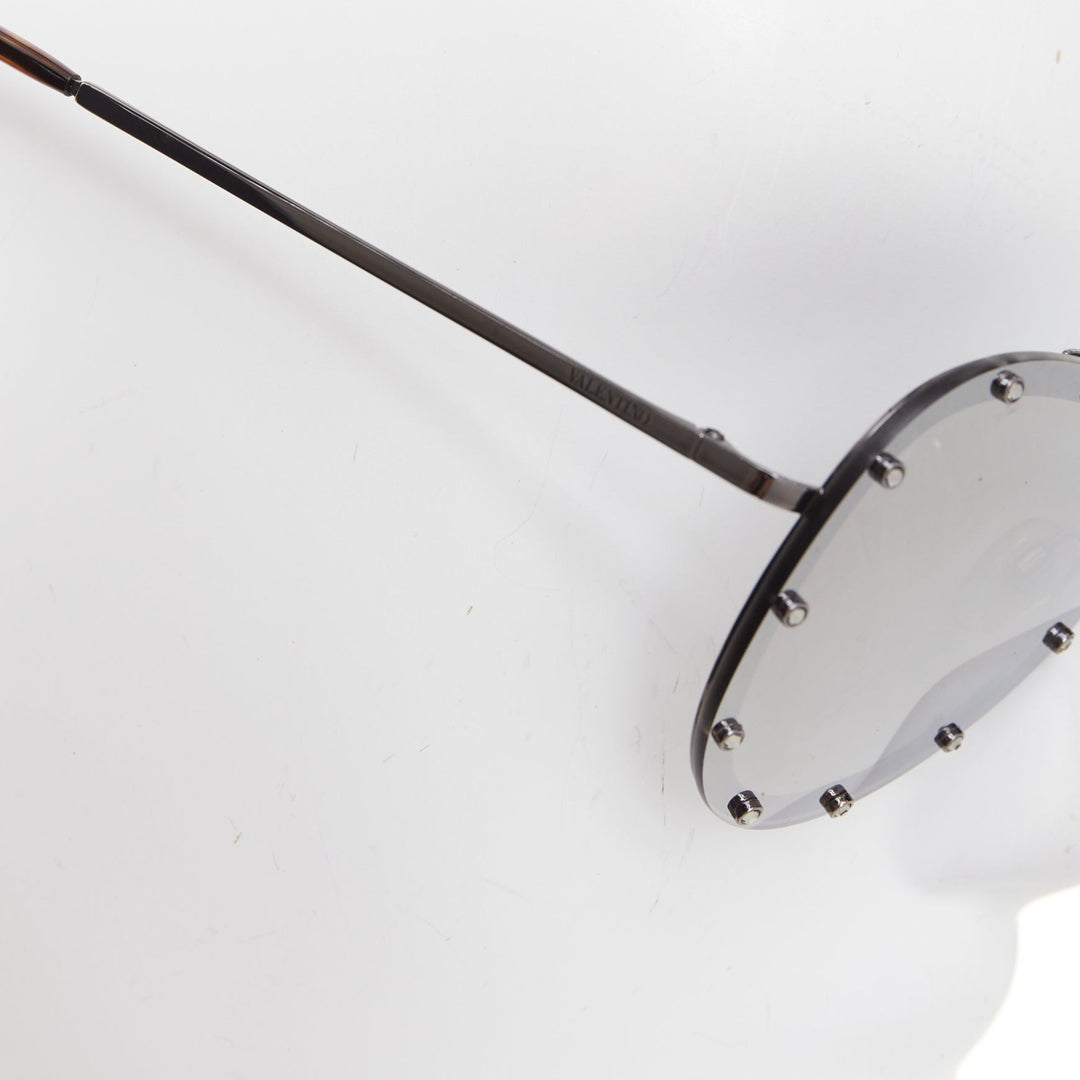 VALENTINO VA2013 58cm crystal stud mirror silver pilot aviator sunglasses