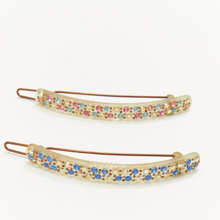 CHIC & MODE Alexandre Zouari colourful crystal embelished skinny bar clip X7