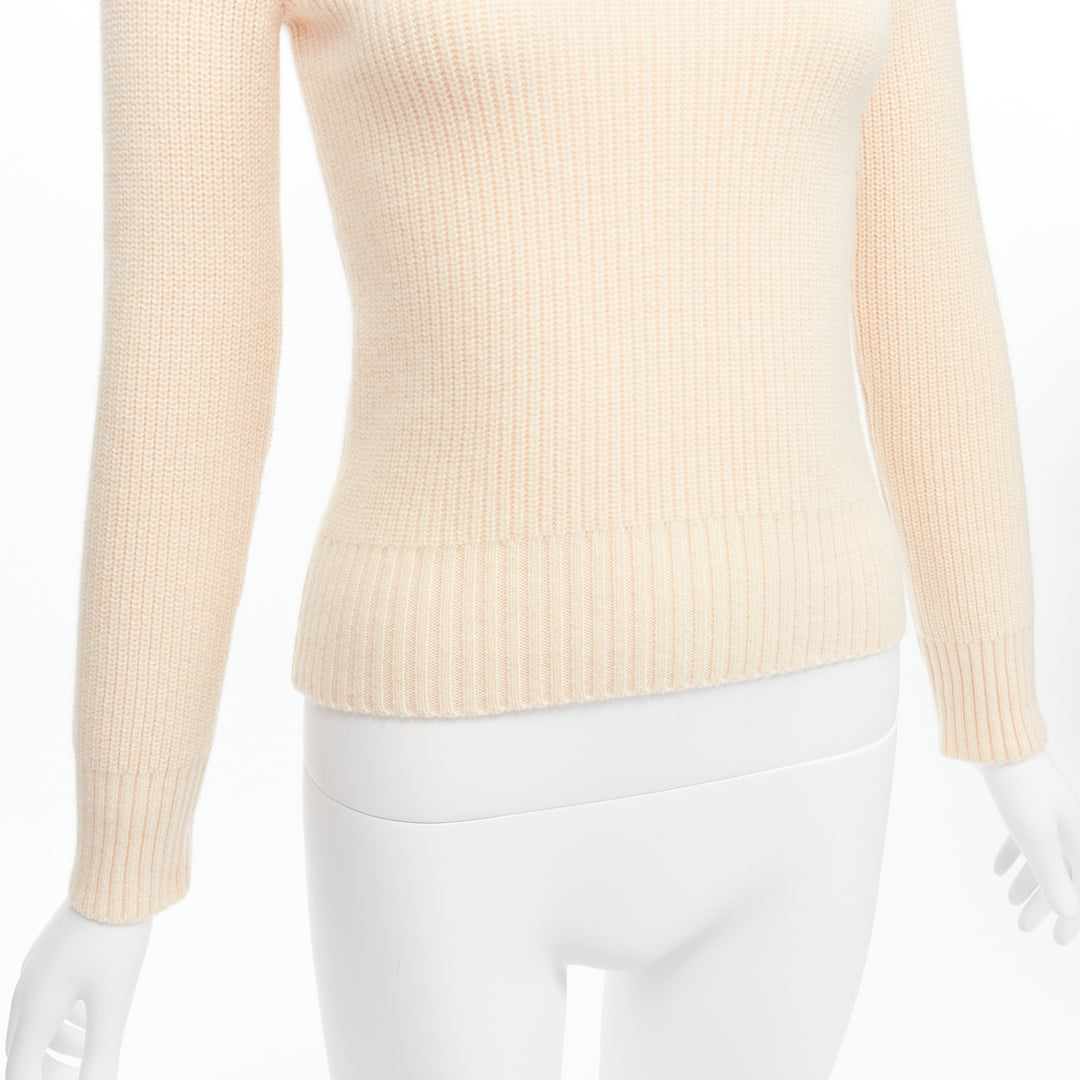 PETAR PETROV 2022 100% cashmere cream half zip sailor collar sweater FR34 XS