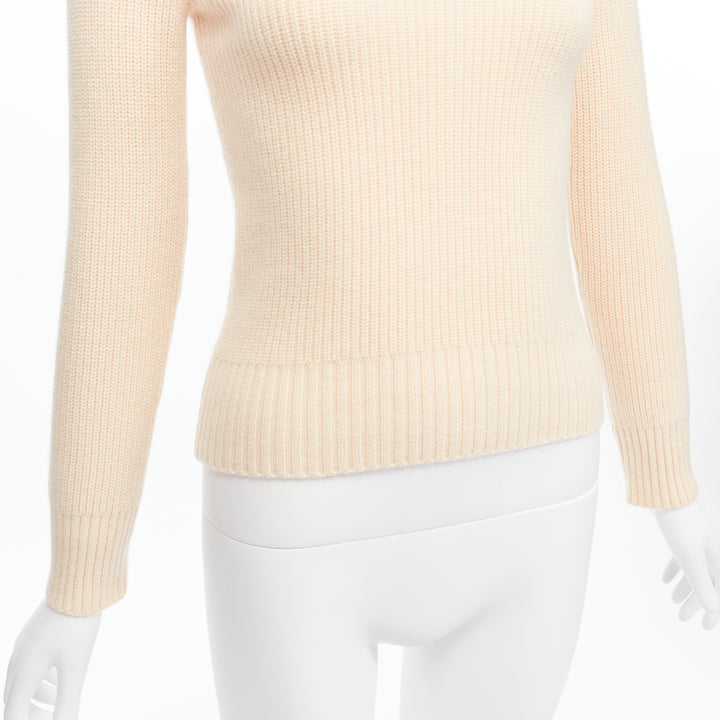 PETAR PETROV 2022 100% cashmere cream half zip sailor collar sweater FR34 XS