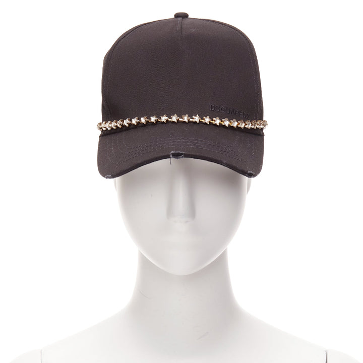 DSQUARED2 black cotton clear star crystals dean dan caten cap