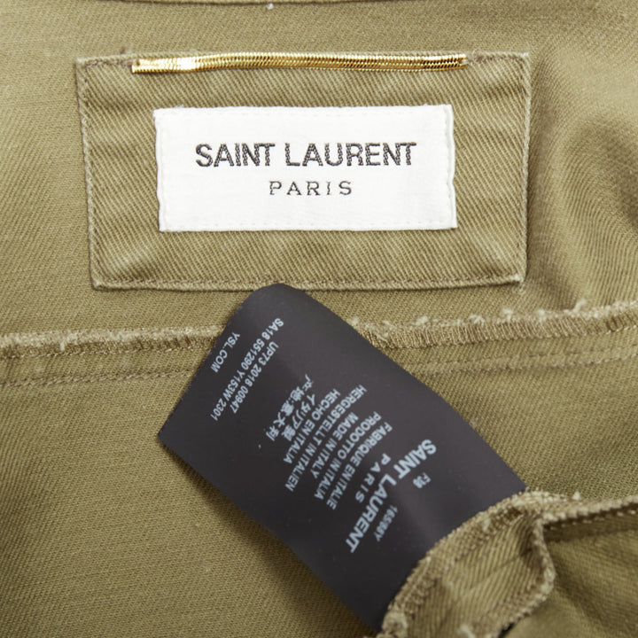 SAINT LAURENT 2018 green cotton military charms badge over shirt FR38 M