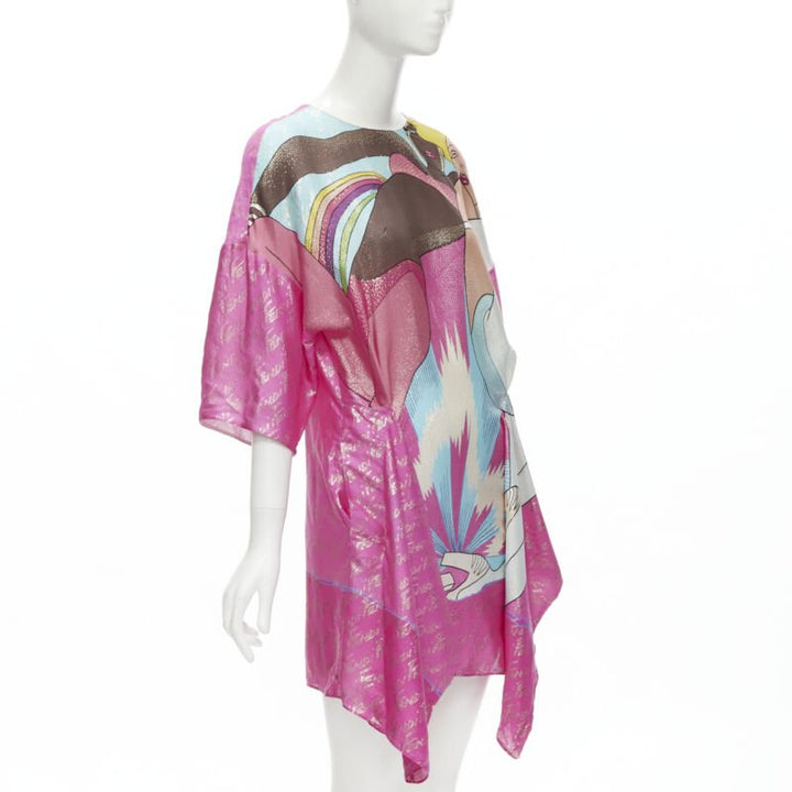 FENDI 2022 Runway Antonio Lopez metallic pink logo jacquard dress IT36 XS