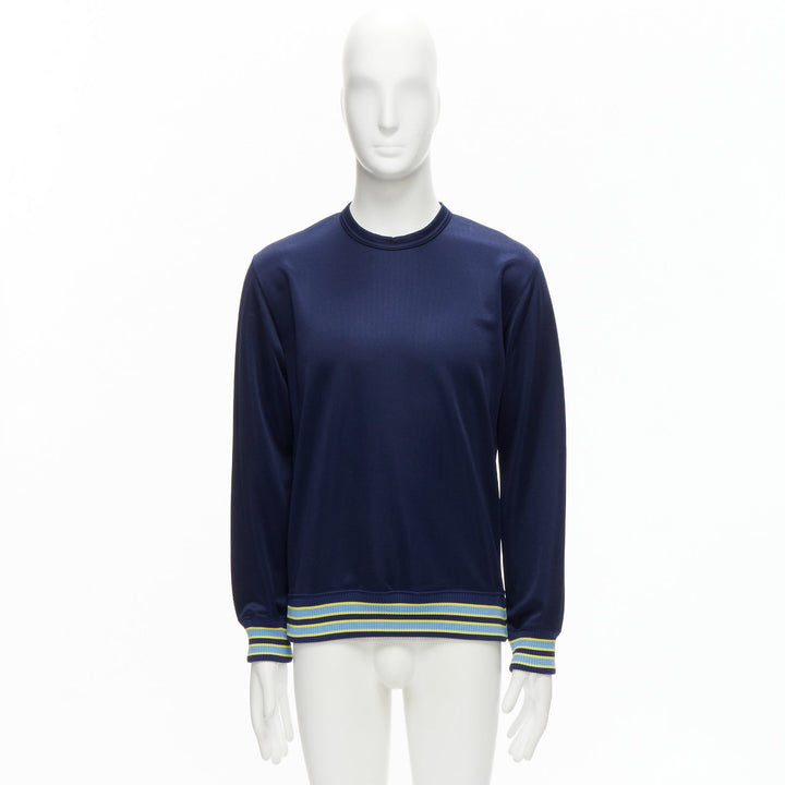 COMME DES GARCONS Homme Deux 2018 yellow rib navy football jersey sweatshirt M