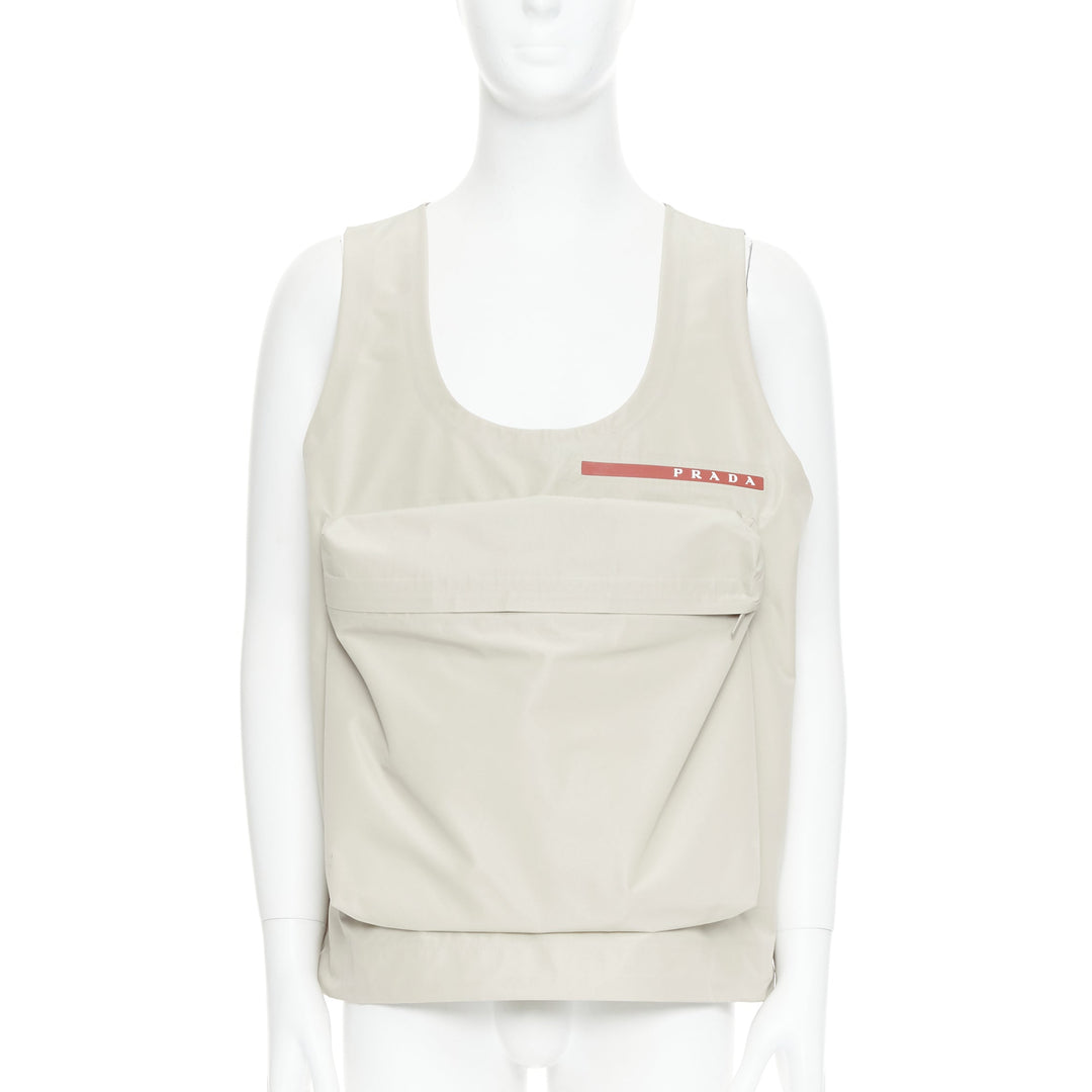 PRADA Linea Rossa LR-MX019 Technical fabric beige large pocket utility vest S