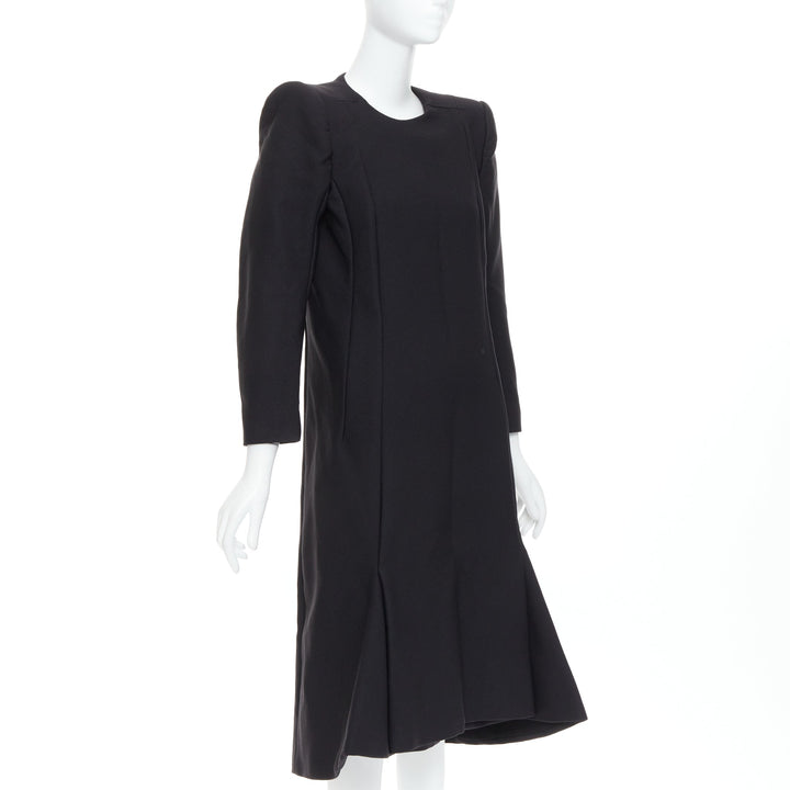 BALENCIAGA Demna 2016 black padded structural midi dress FR40 L