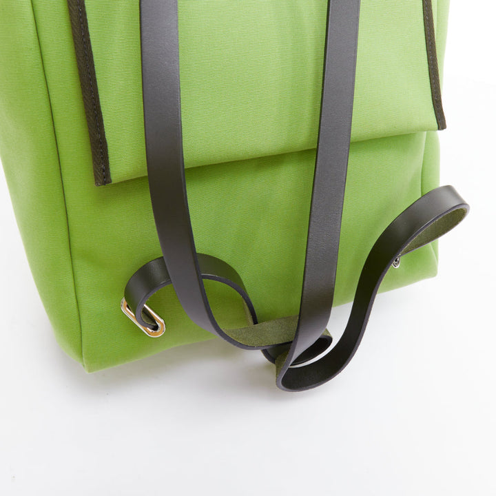 rare HERMES Herbag A Dos Vert Criquet green black canvas palladium backpack