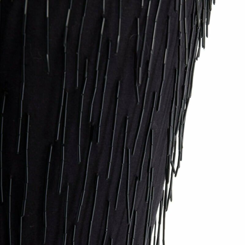 LANVIN ALBER ELBAZ black beaded fringe embellished flapper silk dress FR34 XS