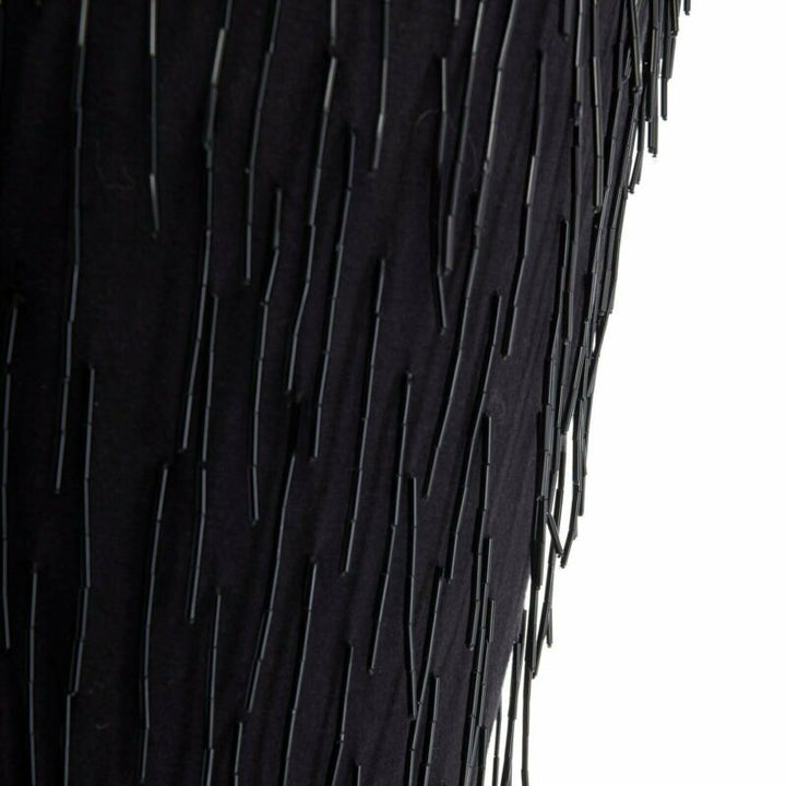 LANVIN ALBER ELBAZ black beaded fringe embellished flapper silk dress FR34 XS