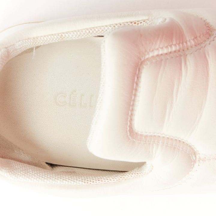 OLD CELINE 2015 cream leather padded logo tab platform skate shoes EU35
