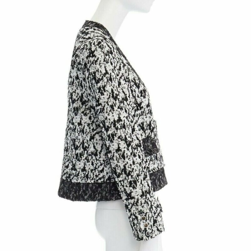 runway PROENZA SCHOULER 2011 white black boucle hook eye cropped jacket US4 S