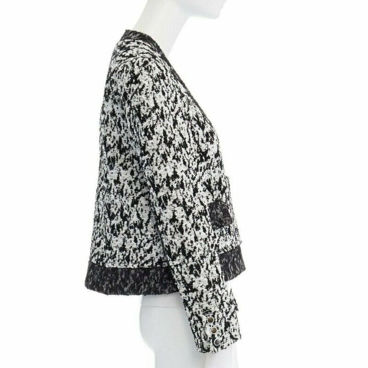 runway PROENZA SCHOULER 2011 white black boucle hook eye cropped jacket US4 S
