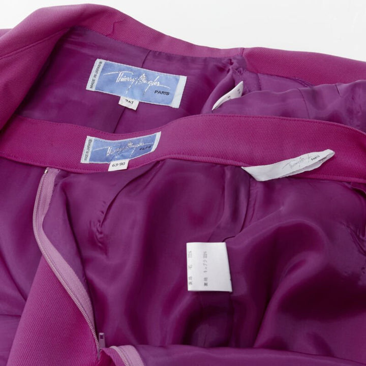 THIERRY MUGLER Vintage pink space age curved lapel metal buckle blazer IT9AT S