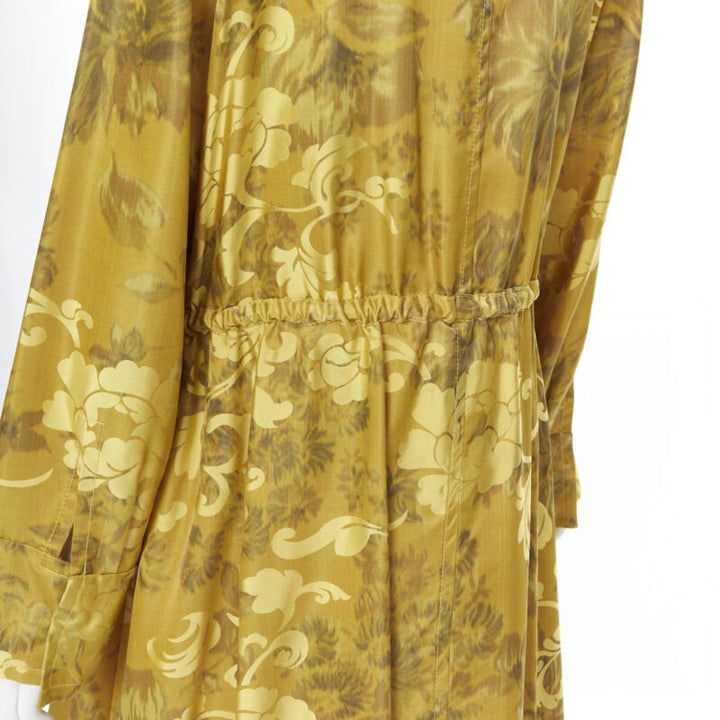 Runway OSCAR DE LA RENTA 2019 silk  floral tassel drawstring robe coat S