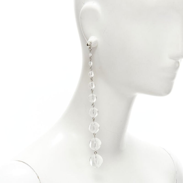 OSCAR DE LA RENTA clear enamel acrylic ball drop statement earrings