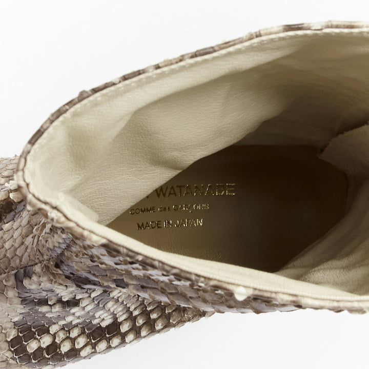 JUNYA WATANABE scaled animal print leather round toe boots M