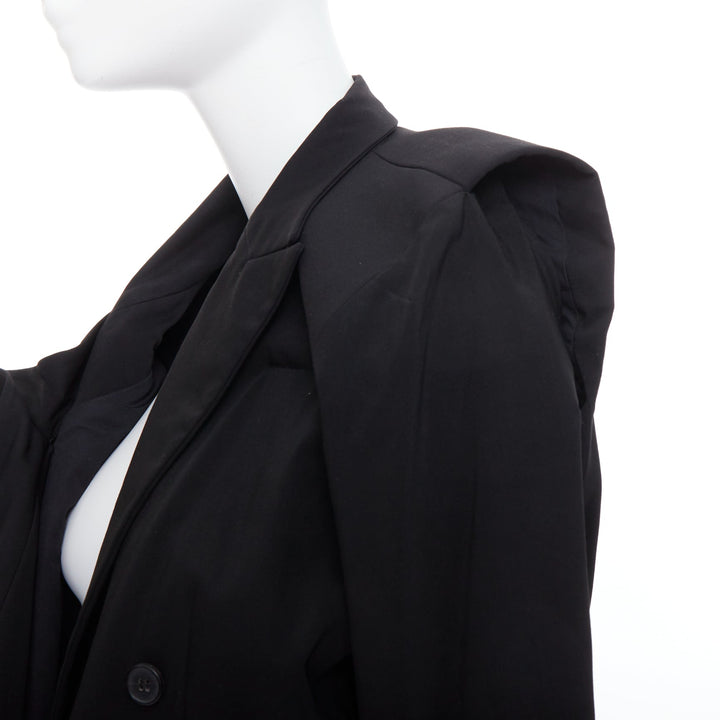 MAISON MARTIN MARGIELA 2001 Runway black deconstructed draped coat FR38 M