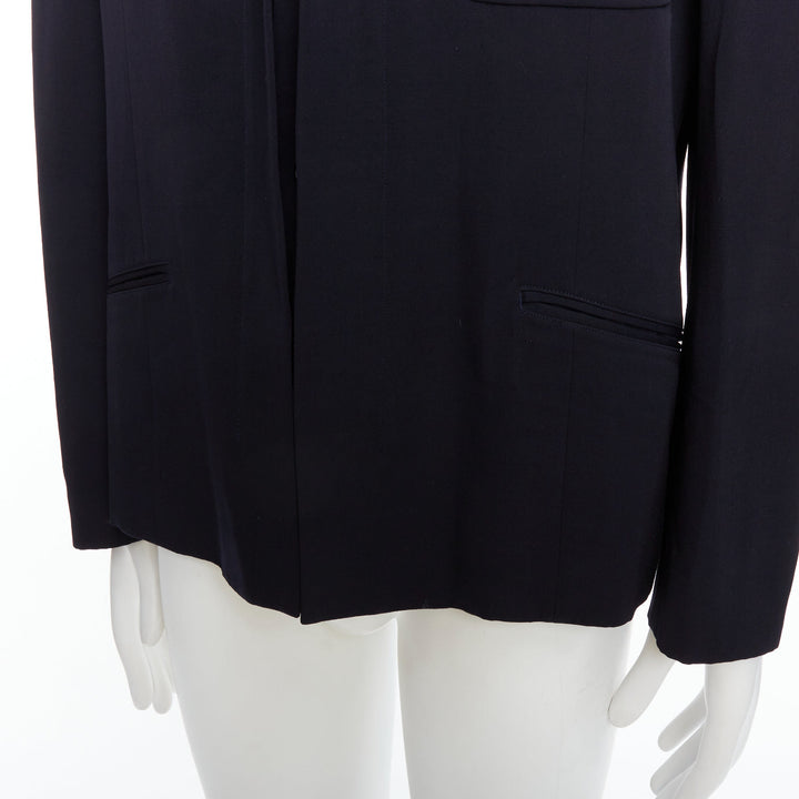 YOHJI YAMAMOTO black 100% wool double collar deconstructed blazer S