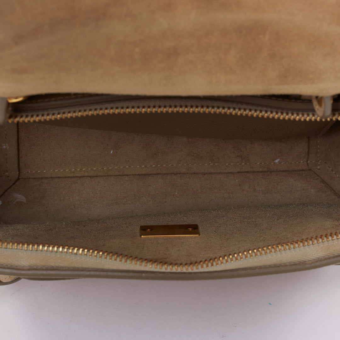 CELINE Mini Belt beige calfskin leather loop through crossbody handle bag