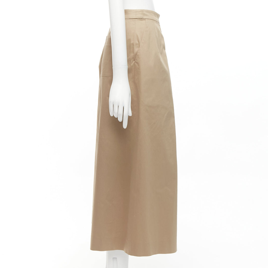 TOME 100% coated cotton tan brown pleated front wide leg pants US2 S