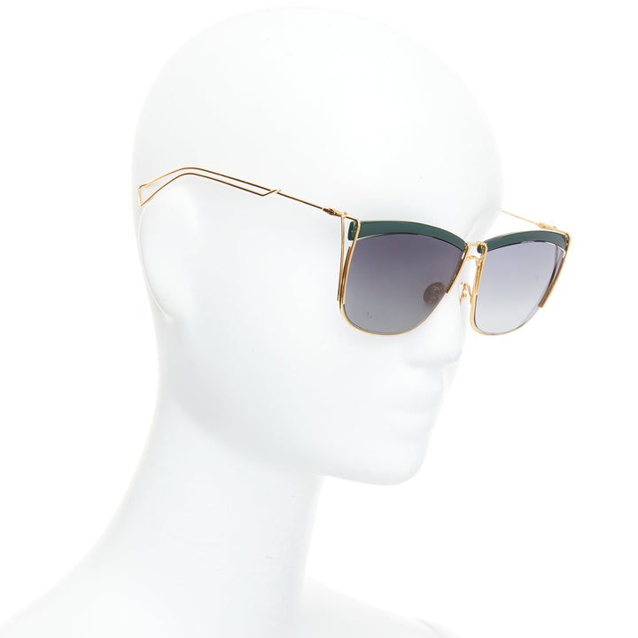 DIOR  So Electric green bridge gold trims gradient lens squoval sunnies