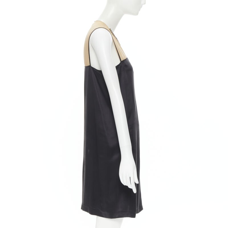 LANVIN Alber Elbaz 2013 nude illusion crystal necklace silk dress M
