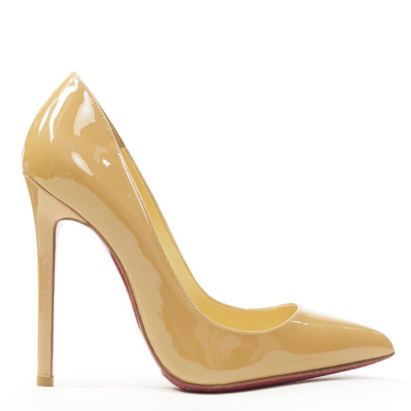 CHRISTIAN LOUBOUTIN Pigalle 120 nude patent leather pointy stiletto pigalle EU36