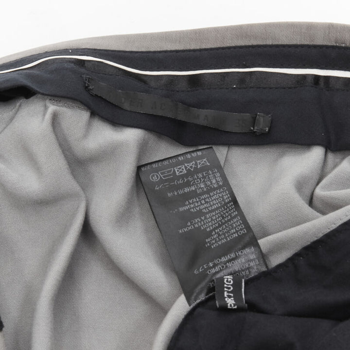 HAIDER ACKERMANN grey rayon dusty pink grosgrain cropped trousers FR38 S