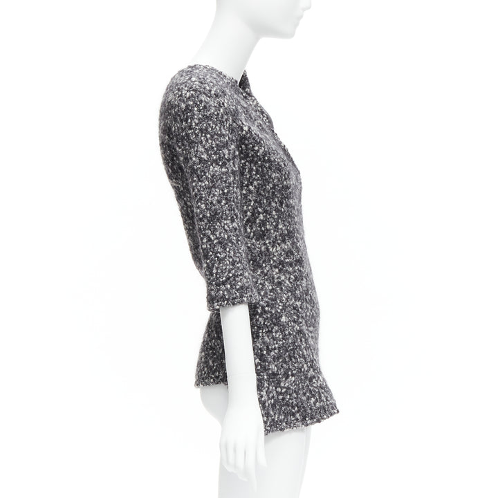 OLD CELINE Runway Phoebe Philo 2014 grey wool boucle bias diagonal top FR34 XS