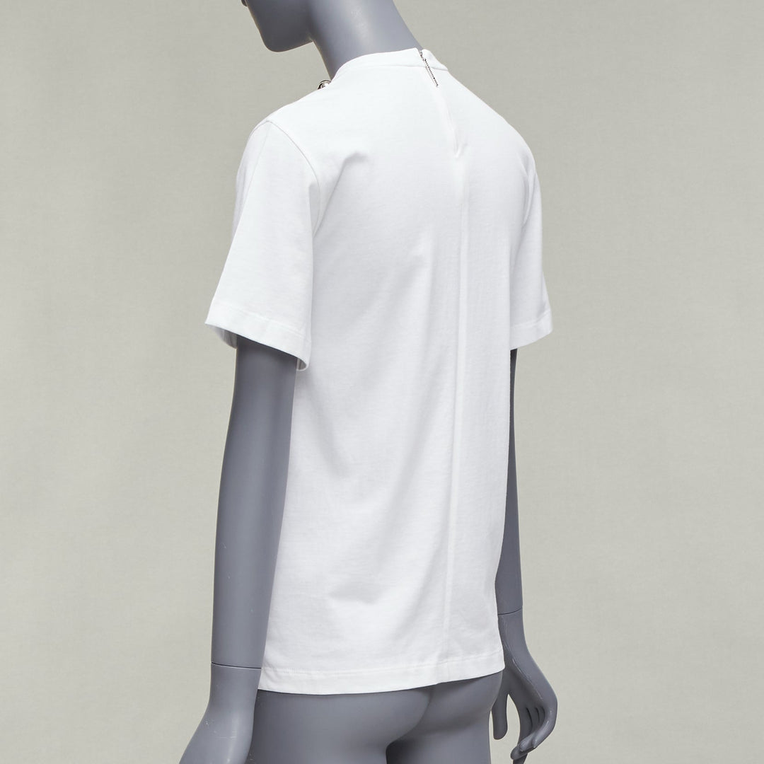 CHRISTOPHER KANE crystal rhinestone dome stud necklace white cotton tshirt XS