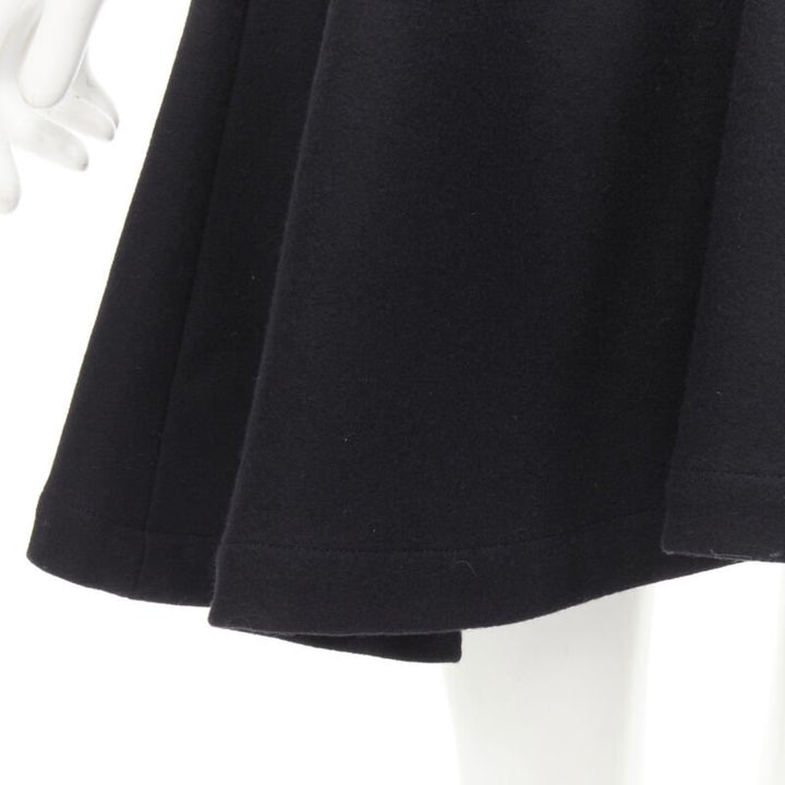 COMME DES GARCONS 1980s Vintage black wool felt asymmetric A-line flared skirt S