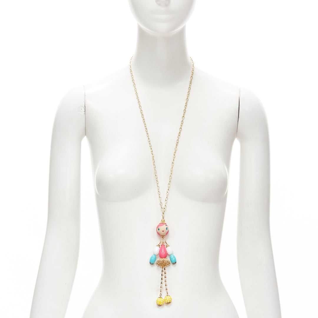 PATCH NYC colourful wood puppet doll charm necklace