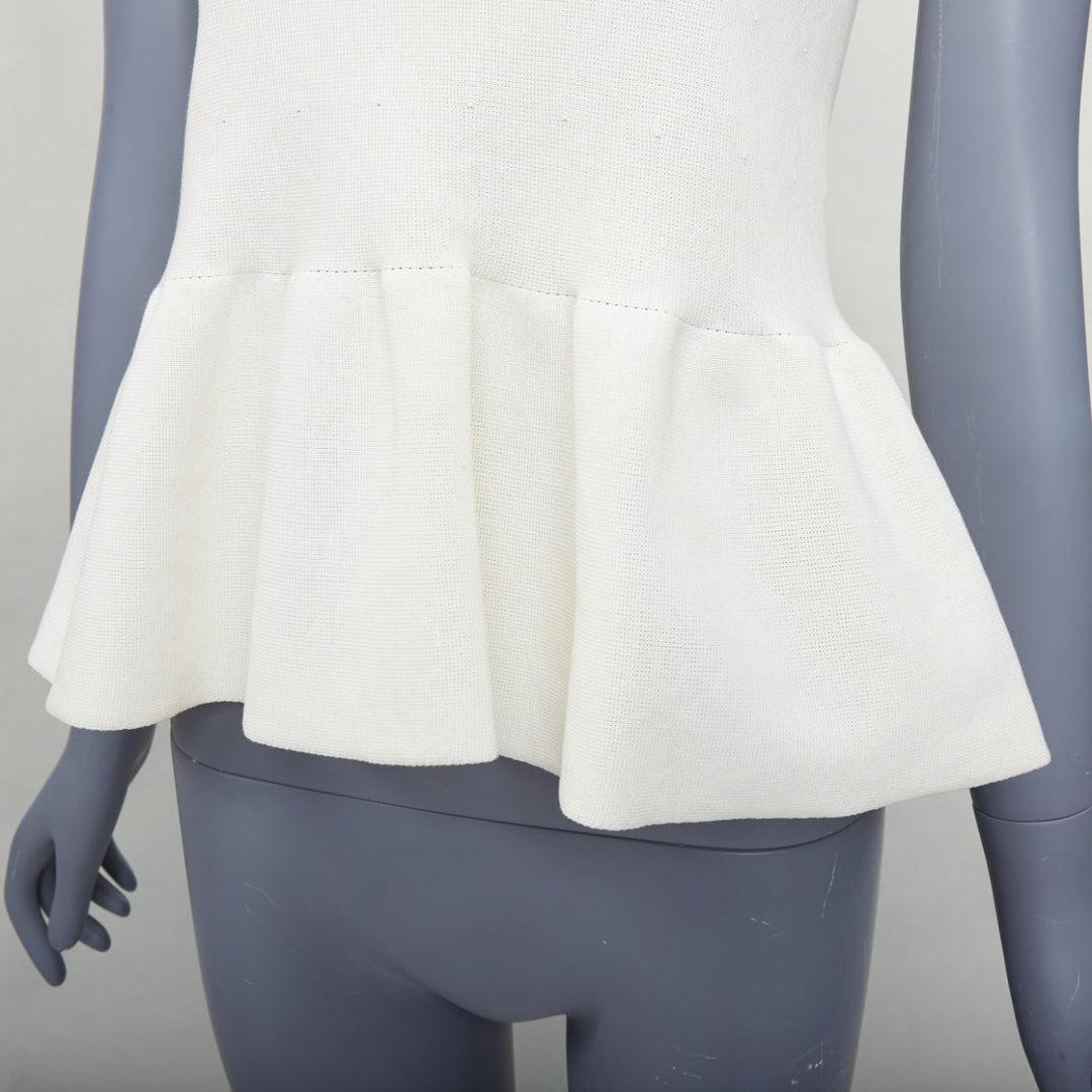 GIAMBATTISTA VALLI cream cotton sheer panel peplum top IT38 XXS