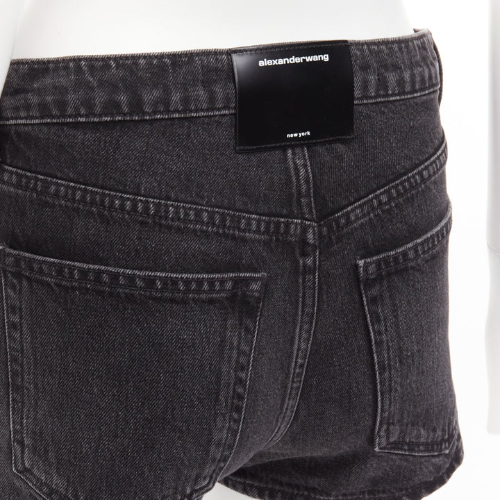 ALEXANDER WANG black washed front skirt back shorts mini skorts 24"
