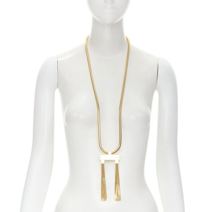 SAINT LAURENT Hedi Slimane Runway Opium Deco gold double tassel necklace