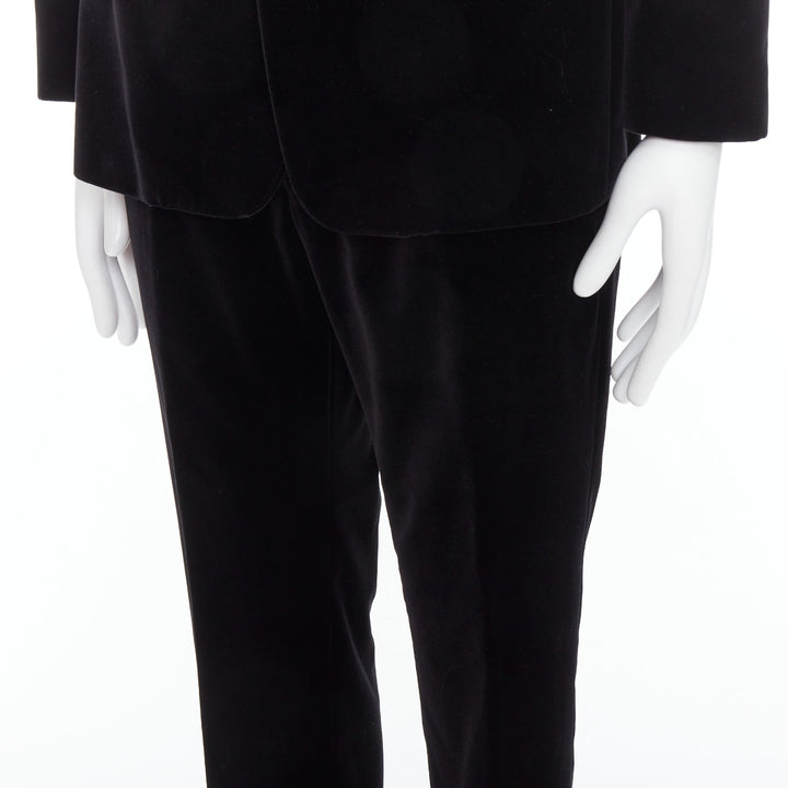 DOLCE GABBANA Martini Fit black cotton velvet blazer jacket pants suit IT48 M