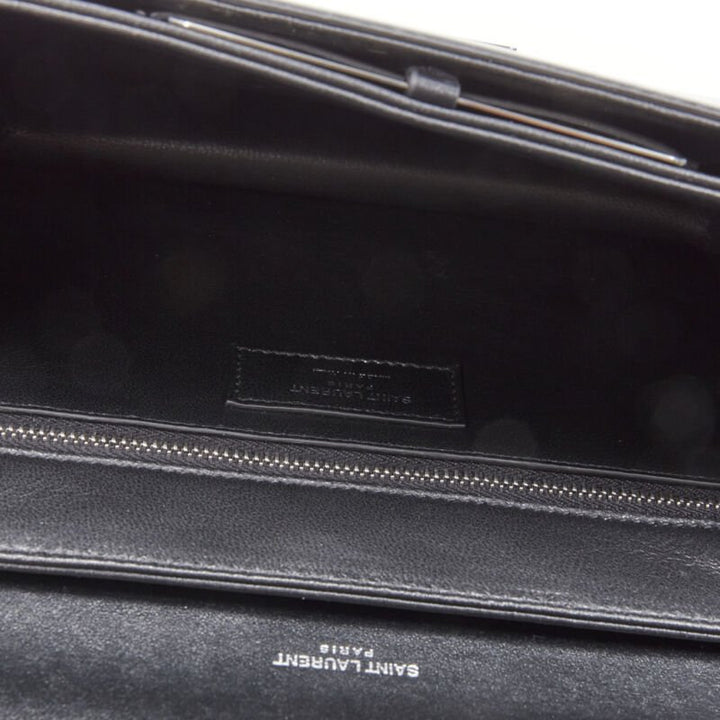 SAINT LAURENT Babylone black smooth leather top handle  flap crossbody bag