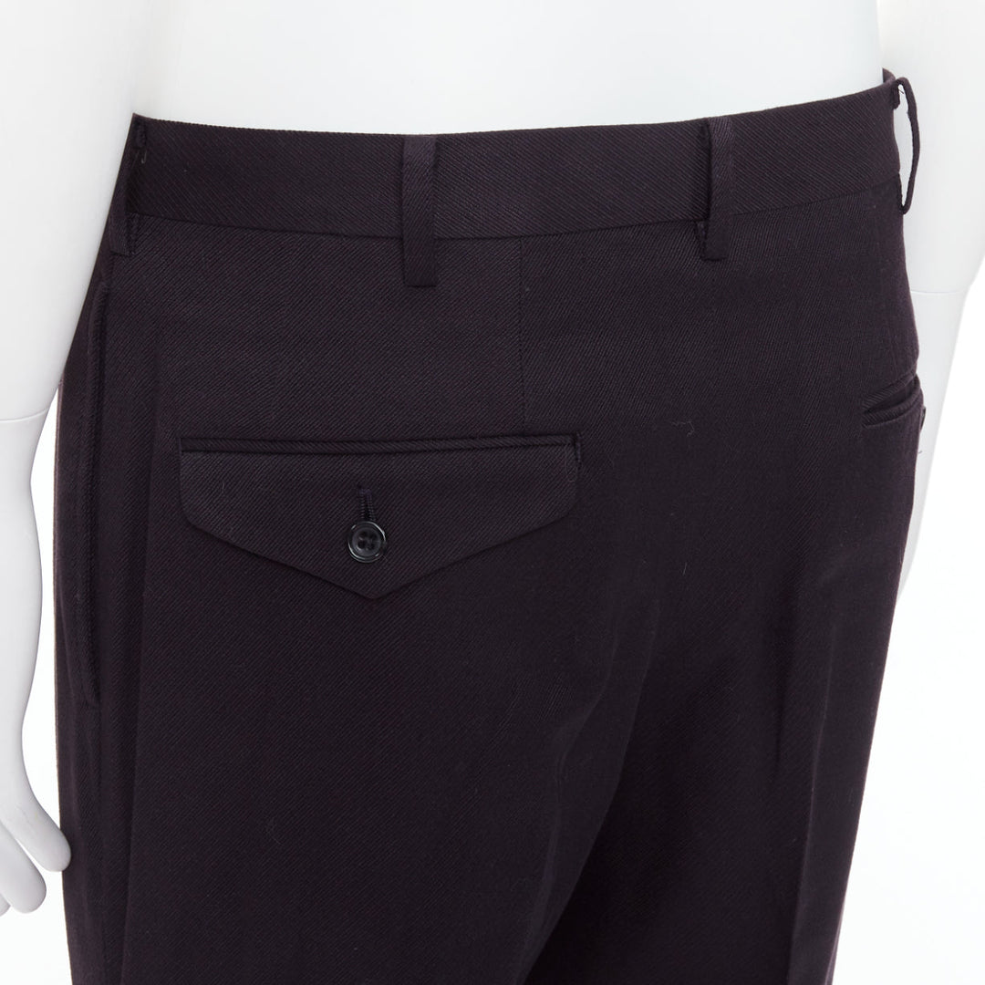 YOHJI YAMAMOTO Y's dark brown wool cotton blend wide pants JP4 XL