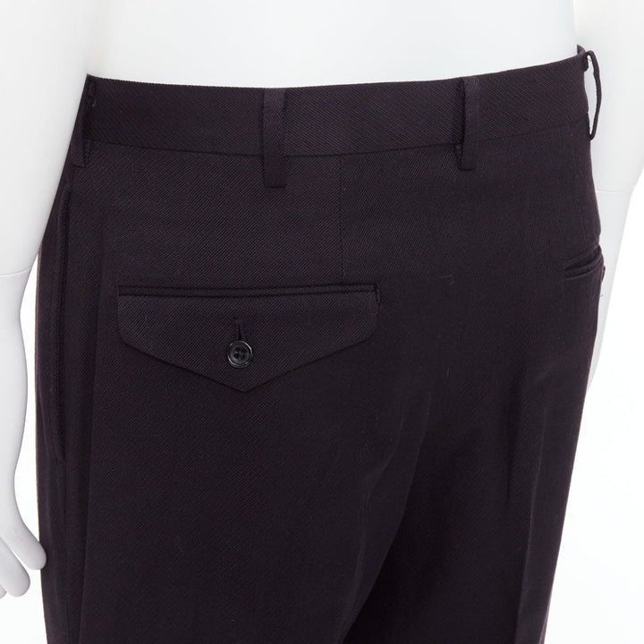 YOHJI YAMAMOTO Y's dark brown wool cotton blend wide pants JP4 XL