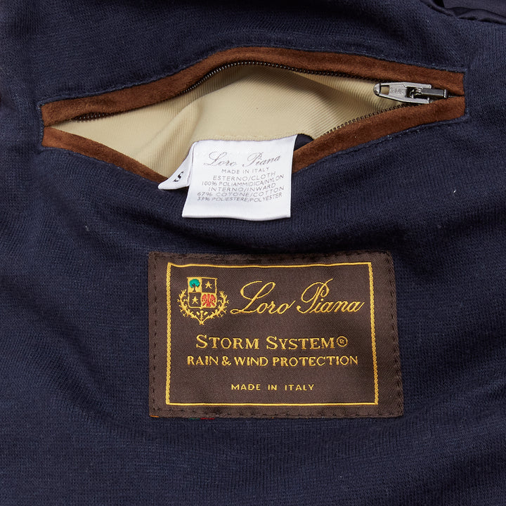 LORO PIANA Storm System beige nylon minimal pocketed longline coat S