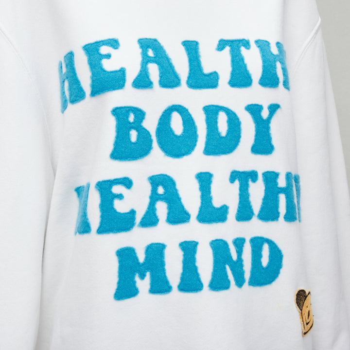AMIRI 2021 A Love Movement healthy body knit badge smiley face white hoodie L